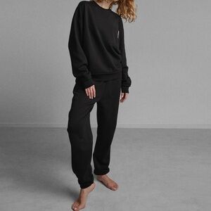 Lunya Silksweats Reversible Pocket Sweatshirt Size L Black NWT Cotton Blend